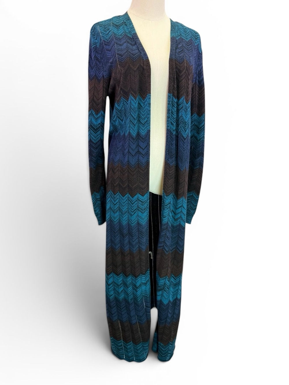 Soft Surroundings Blue Gabriela Knit Cardigan Sweater Duster Size XS